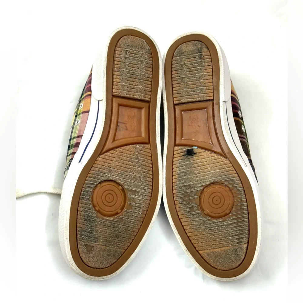 Polo Ralph Lauren Brisbane Plaid Canvas Lace-Up Sneakers - Size 10 D‎